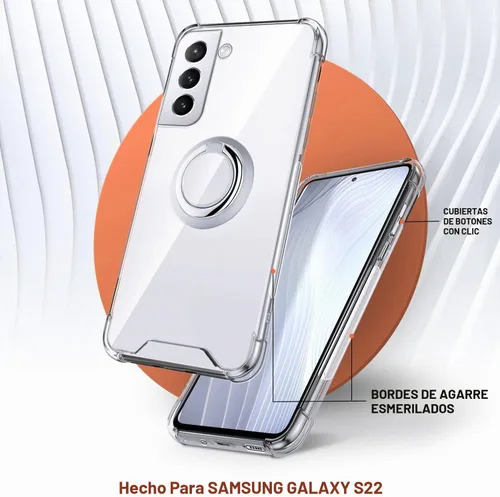 Vista 7 de Silverback Funda transparente para Samsung Galaxy S22 con soporte de anillo, amortiguador de golpes protector a prueba de golpes para Galaxy S22