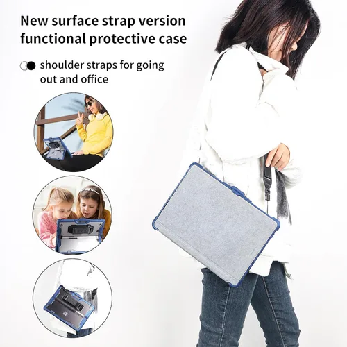 Vista 4 de AOAO Funda para Microsoft Surface Go 4/Surface Go 3/Surface Go 2/Surface Go con correa para el hombro, correa de mano, soporte para lápiz stylus