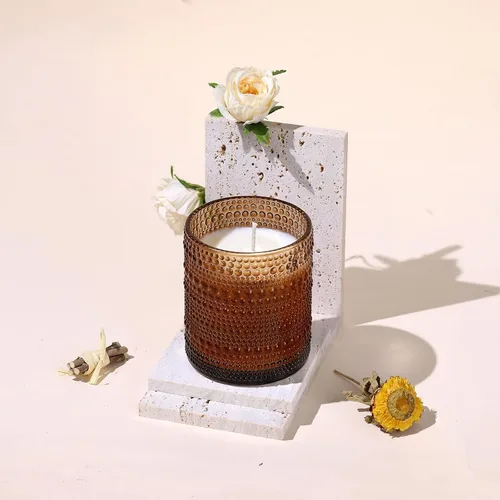 Vista 6 de DEVI Tarros de vela de vidrio Amber Empry de 14 onzas para hacer velas (paquete de 6), tarros de velas de 3 mechas, recipientes de velas vacíos a