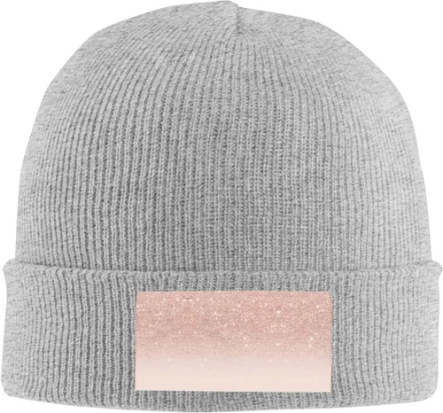 Vista 2 de Rose Gold Faux Glitter Fashionable Adult Knitted Cap,Casual Cap for Men and Women,for Outdoor Leisure Activities