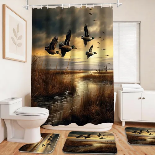 Vista 16 de Cool Modern - Juego de portaaviones para niños con cortina de ducha náutica militar y alfombras de 20 x 31 pulgadas, accesorios de baño, decoración
