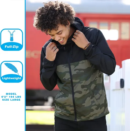 Vista 4 de Global Blank - Chaqueta cortavientos ligera para hombre resistente al agua.