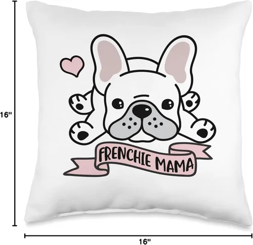 Vista 4 de D. Frenchie Mama - Cojín de Bulldog francés (16.0 x 16.0 in), diseño de bulldog francés, multicolor