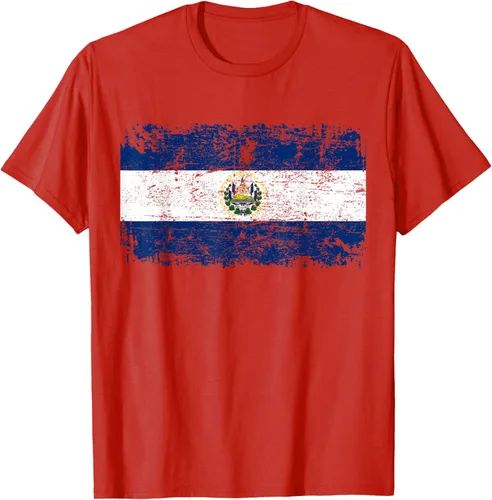 Vista 65 de EL SALVADOR Bandera Vintage Hombres Mujeres Niños Camiseta EL SALVADOR
