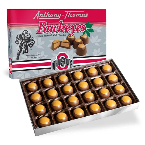 Vista 8 de Anthony Thomas - Caja de chocolates de leche con crema de cacahuete Buckeyes, galardonados en el Estado de Ohio, deliciosos bocadillos.