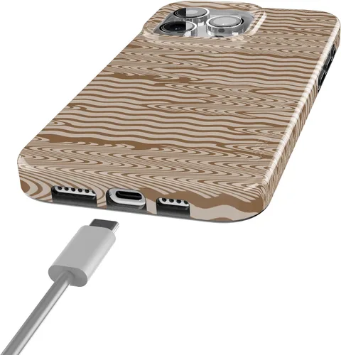 Vista 2 de Casely Funda para iPhone 15 Pro Moka Ripple Ondas marrones Compatible con MagSafe Diseño clásico ultra delgado