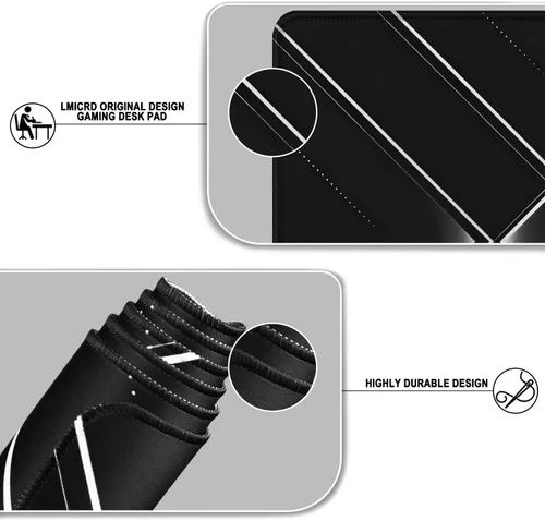 Vista 4 de Alfombrilla de mouse grande extendida para juegos XXL Almohadilla de Negro blanco