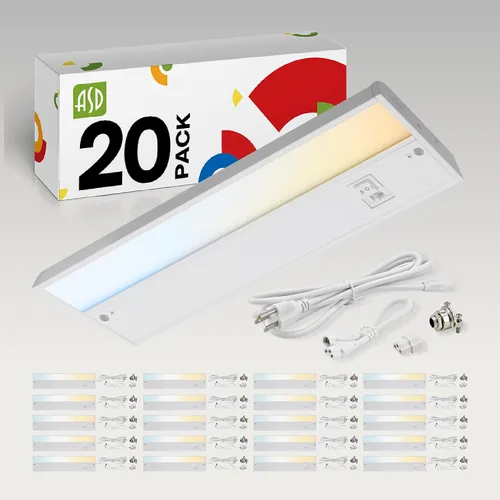 Vista 10 de ASD Iluminación LED para debajo del gabinete con enchufe o cableado de 9 pulgadas, luces regulables debajo del gabinete con interruptor