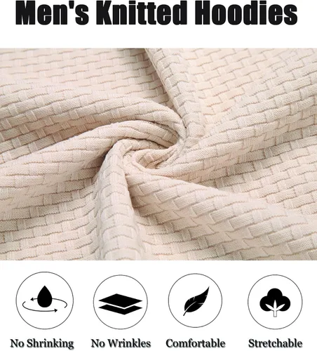 Vista 5 de COOFANDY Sudadera con capucha de punto para hombre, estilo hipster, casual, manga larga, suéter tipo polo ajustado