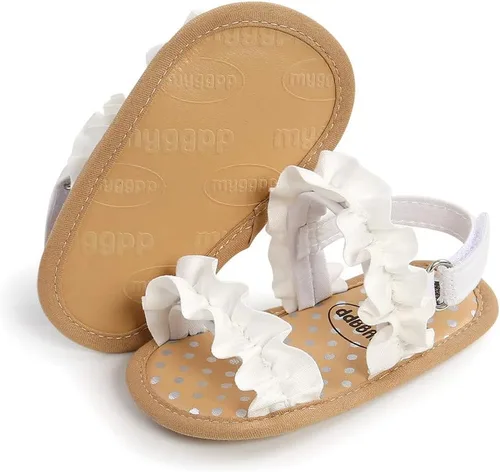 Vista 6 de Myleleya Sandalias de verano para bebés, niños y niñas, para vestido de boda, zapatos planos para recién nacidos, zapatos de cuna para primeros