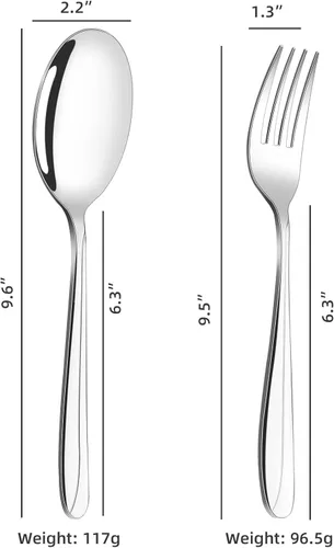 Vista 3 de Obstnny Cuchara de servir de banquete de acero inoxidable Tenedor grande (4 piezas/2 de cada uno)
