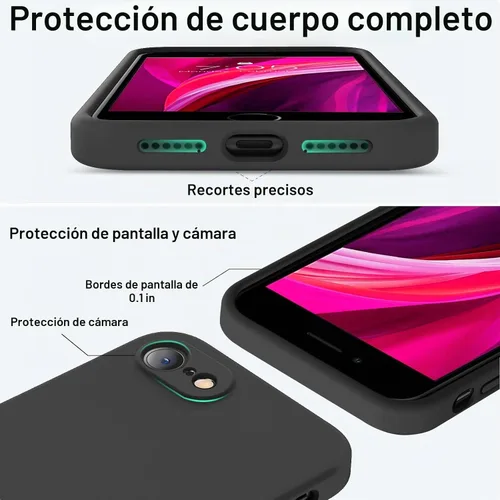 Vista 4 de Vooii Funda para iPhone SE 2022/3rd/2020, iPhone 8/7, silicona líquida mejorada con [bordes planos] [protección de cámara]