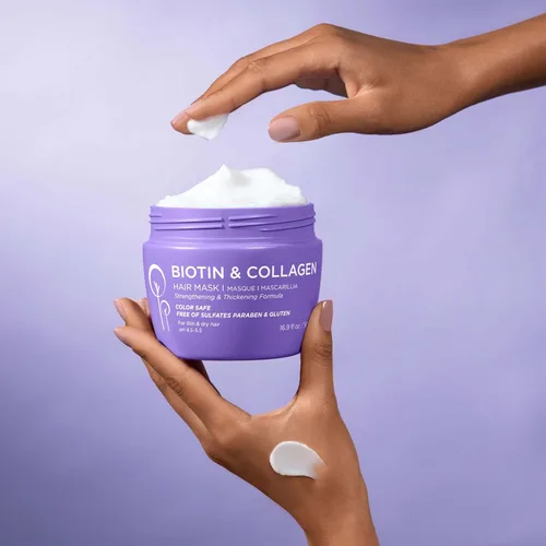 Vista 5 de Luseta Biotin - Mascarilla capilar de colágeno para cabello seco y dañado, 16.9 onzas, tratamiento fortalecimiento y engrosamiento, tratamiento