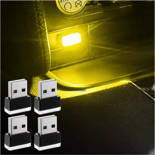 Vista 19 de Augeny 4 PCS Lámpara de Atmósfera Interior de Coche LED USB, Luz Nocturna Decorativa Enchufable USB, Kit de Iluminación Ambiental Portátil para 2