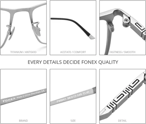 Vista 3 de Marco de gafas de titanio para hombres, gafas cuadradas lentes ópticas completas F85641
