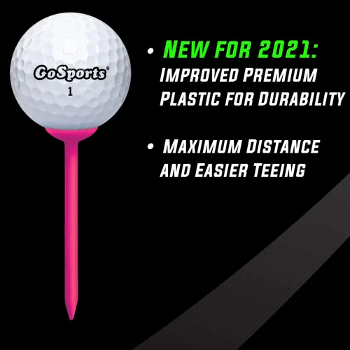 Vista 3 de GoSports 3.25” Widemouth Tees Plastic Golf Tees, 60 Tee Player’s Pack - Max Distance and Easier Teeing