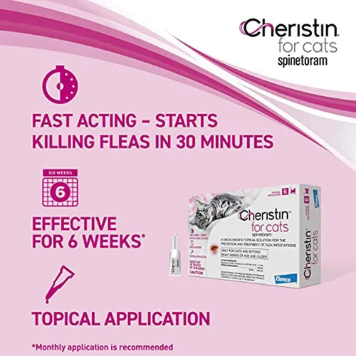 Vista 2 de Cheristin Tratamiento y prevención de pulgas para gatos Tratamiento tópico de pulgas de acción rápida para gatos de más de 1.8 libras 1 unidad