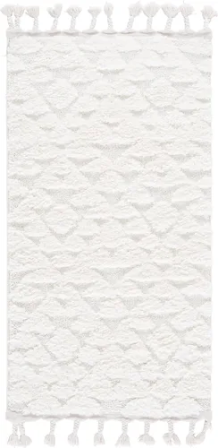 Vista 16 de SAFAVIEH Alfombra marroquí con borlas, 2 x 3 pies, marfil y marrón, no desprende pelusa y fácil de limpiar, textura alta y baja, ideal