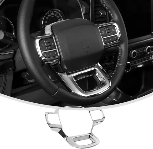 Vista 12 de Linskip Moldura para volante compatible con Ford F150 2015-2020 y F250 F350 Super Duty 2017-2022, para Ford Expedition 2018-2021, funda para Negro