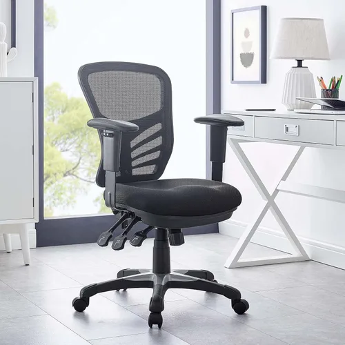 Vista 2 de Modway EEI-757-BLK Silla de oficina ergonómica articulada de malla en negro Color negro.