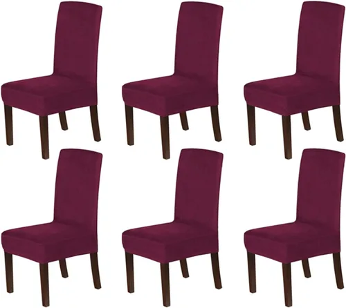 Vista 24 de Fundas elásticas de terciopelo para sillas de comedor, suaves, extraíbles y de comedor, color negro, 2