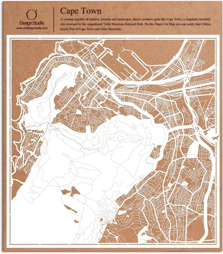 Vista 119 de O3 Design Studio Aberdeen - Mapa de papel cortado en papel blanco de 12 x 12 pulgadas