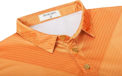 Vista 4 de Derminpro Polo de golf de manga corta con cuello elástico para hombre, de secado rápido