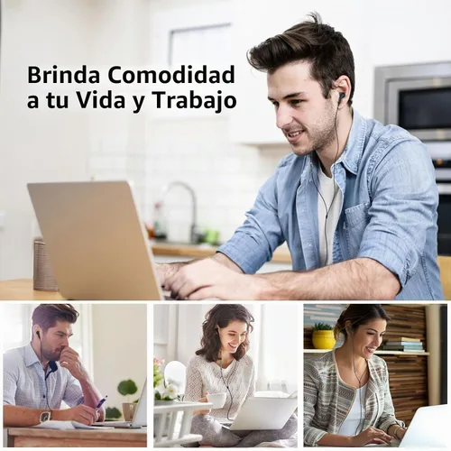 Vista 7 de Auriculares USB con micrófono para laptop, auriculares magnéticos con cable de 7.5 pies con aislamiento de ruido, auriculares intrauditivos