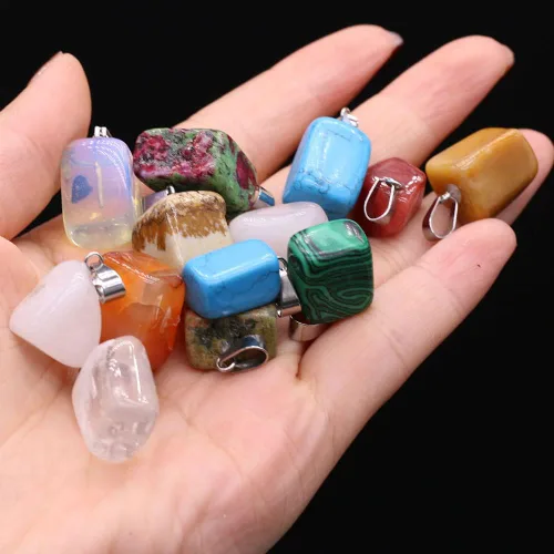 Vista 7 de LHJ 20 dijes de piedra natural irregulares al azar mezclados de ágata de cristal curativo para hacer joyas, collares, aretes, meditación