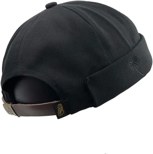 Vista 12 de jerague Gorros sin ala con hebilla de cuero ajustable Street Casual Docker Beanie Skull Caps A2-negro/caqui (paquete de 2)