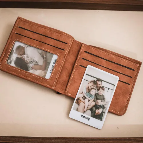 Vista 2 de Custom Engraved Wallet Card – Personalized Metal Wallet Insert Gift for Him, Dad, Husband/Laser engraved or Printed with Text or Photos