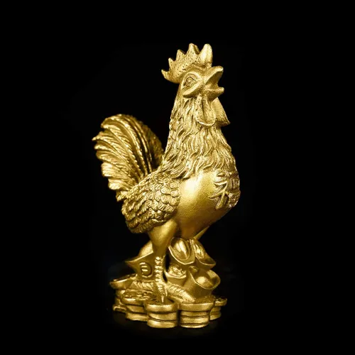 Vista 3 de BRASSTAR Latón 3.5 ''(H) Estatua de gallo auspicioso lingotes riqueza Feng Shui escultura oficina casa zodiaco chino adorno decorativo regalo