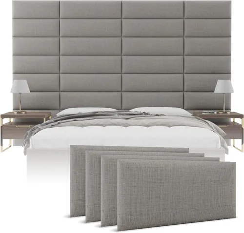 Vista 31 de Vänt - Paneles tapizados de pared, cabeceros de pared tamaño Queen/Full, color beige boucle, juego de 4 paneles