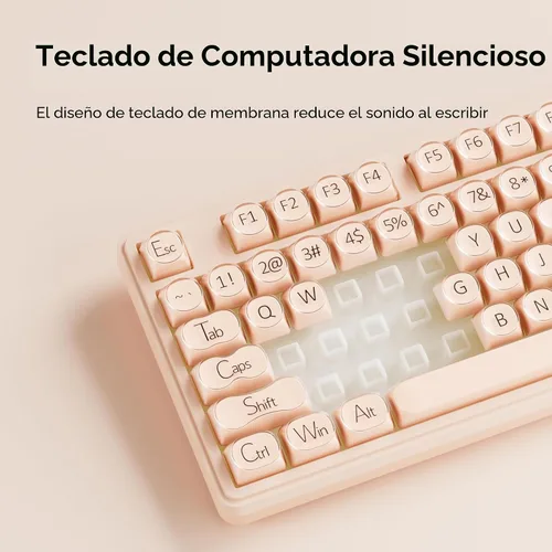 Vista 7 de EWEADN V102 Wired Keyboard, 98 Keys Creamy Gaming Keyboard with Number Pad, Display Screen & Media Knob RGB Silent Wired Cute Computer Keyboard for
