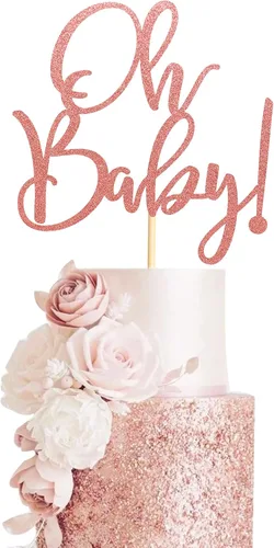 Vista 8 de Oh Baby Cake Toppers - Palillos para pasteles de baby shower para celebrar baby shower, suministros de decoración de fiesta de cumpleaños de niños
