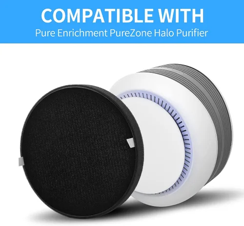 Vista 2 de Paquete de 2 filtros de repuesto Halo True HEPA, compatible con Pure Enrichment PureZone Halo Purifier PEAIRDSK, filtros HEPA 2 en 1