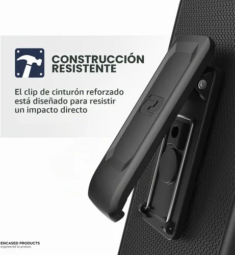 Vista 3 de ENCASED Funda para cinturón con clip para iPhone 11 (2019 Rebel Armor) Funda protectora resistente de cuerpo completo con soporte (Negro)
