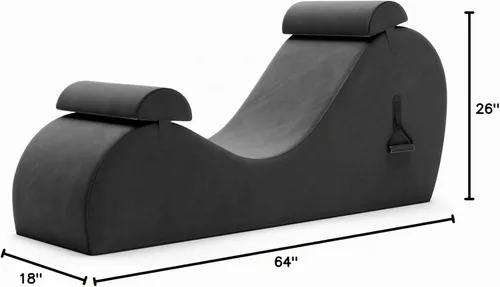 Vista 3 de Avana Chakra Yoga Chaise - 2 reposacabezas ajustables y asas con correas ajustables, micro terciopelo/microbucle, negro y gris