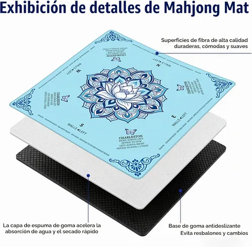 Vista 7 de American Learning - Tapete de mesa Mahjong azul con reglas