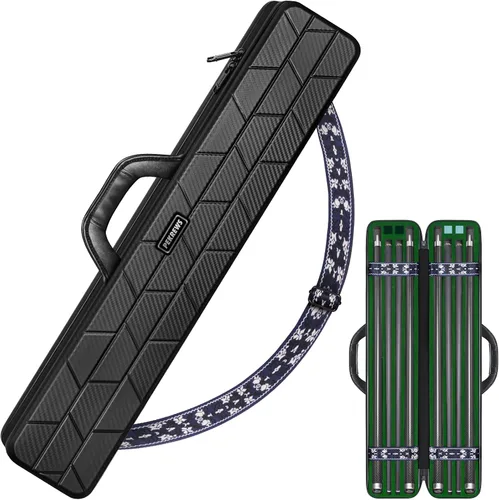 Vista 14 de Estuche para Taco de Billar, Funda Rígida para Taco de Billar 4x4 con 10 Ranuras Acolchadas, Bolsa de Billar Resistente con Mango de Cuero Suave