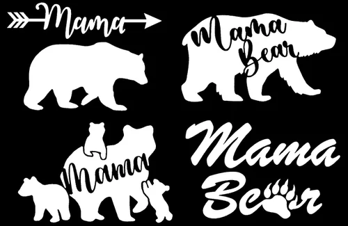 Vista 10 de Paquete de calcomanías de Mama Bear: flecha, cachorros, caminando, garra (negro, pequeño 4 pulgadas)