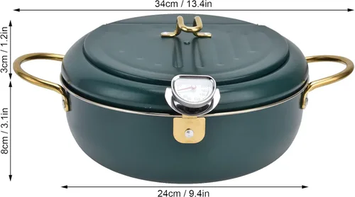 Vista 4 de Olla para freidora, freidora de acero inoxidable 304 estilo japonés, sartén con termómetro, olla de tempura para freír papas fritas, camarones