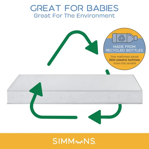 Vista 4 de Simmons - Colchón infantil Silver Nights de doble cara para cuna de bebé y colchón para niños pequeños - GREENGUARD Gold - Impermeable - Núcleo