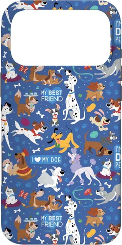 Vista 22 de Disney Funda para iPhone 17 con texto en inglés «Dogs I Love My Dog», color azul