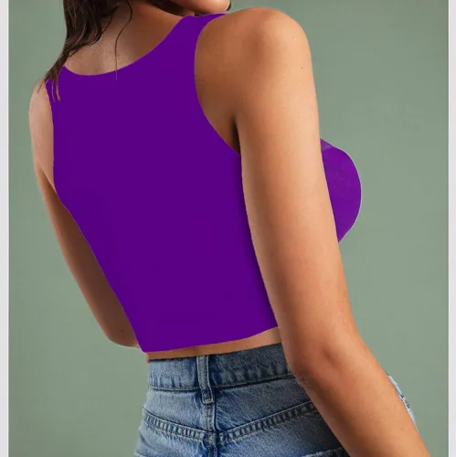 Vista 3 de Womens Sexy Sleeveless Crop Tops Double Layer Scoop Neck Cropped Tank Top