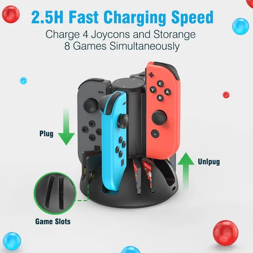 Vista 2 de Controller Charging Dock for Nintendo Switch Joycon, MARSDOCK Charger Station Compatible with Switch OLED JoyCon, Controller Charger Stand Station