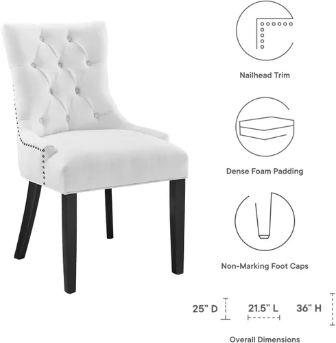 Vista 9 de Modway Regent - Silla de comedor de tela tapizada con botones en color blanco