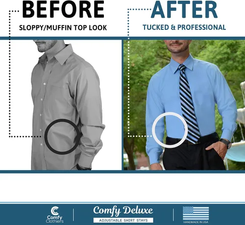 Vista 2 de Comfy Clothiers Camisa unisex cómoda de lujo, ligas ajustables estilo Y para mantener las camisas escondidas