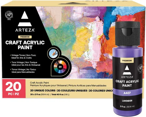 Vista 9 de ARTEZA Juego de pintura acrílica para manualidades, pintura acrílica a base de agua, pinturas artísticas con acabado mate, suministros de arte