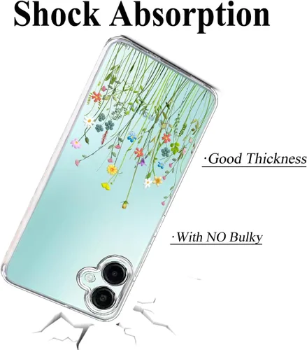Vista 6 de Unov Funda diseñada para Galaxy A06 4G, funda transparente con [patrón antideslizante en relieve], protección delgada a prueba de golpes